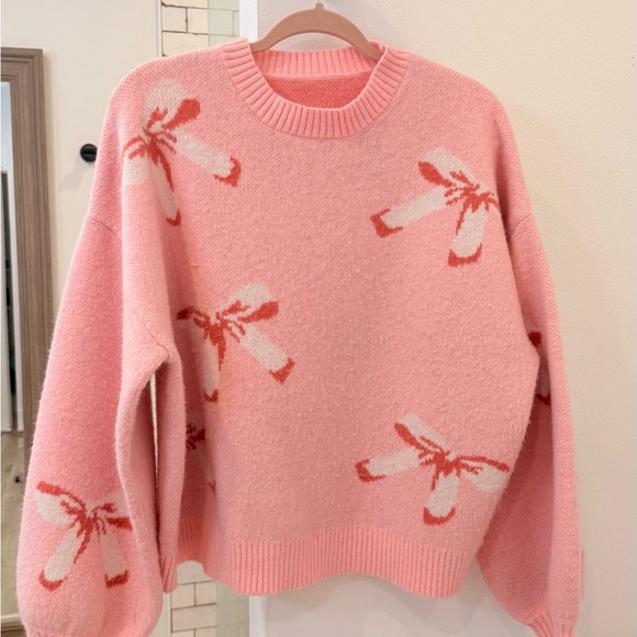 Pink Bow Patterned Sweater - Picture 1 of 1